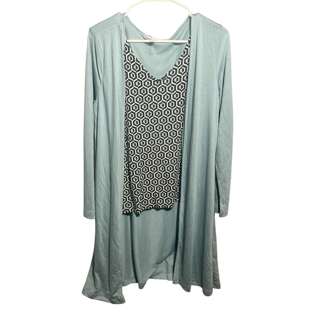 Time and Tru Women's Size M (8-10) 2-Piece Outfit Set Cardigan & Geometric Top